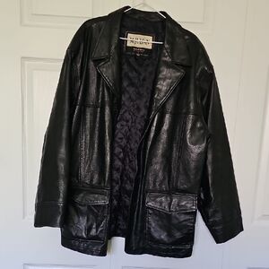 Wilsons Leather Black Trench Coat Genuine Leather